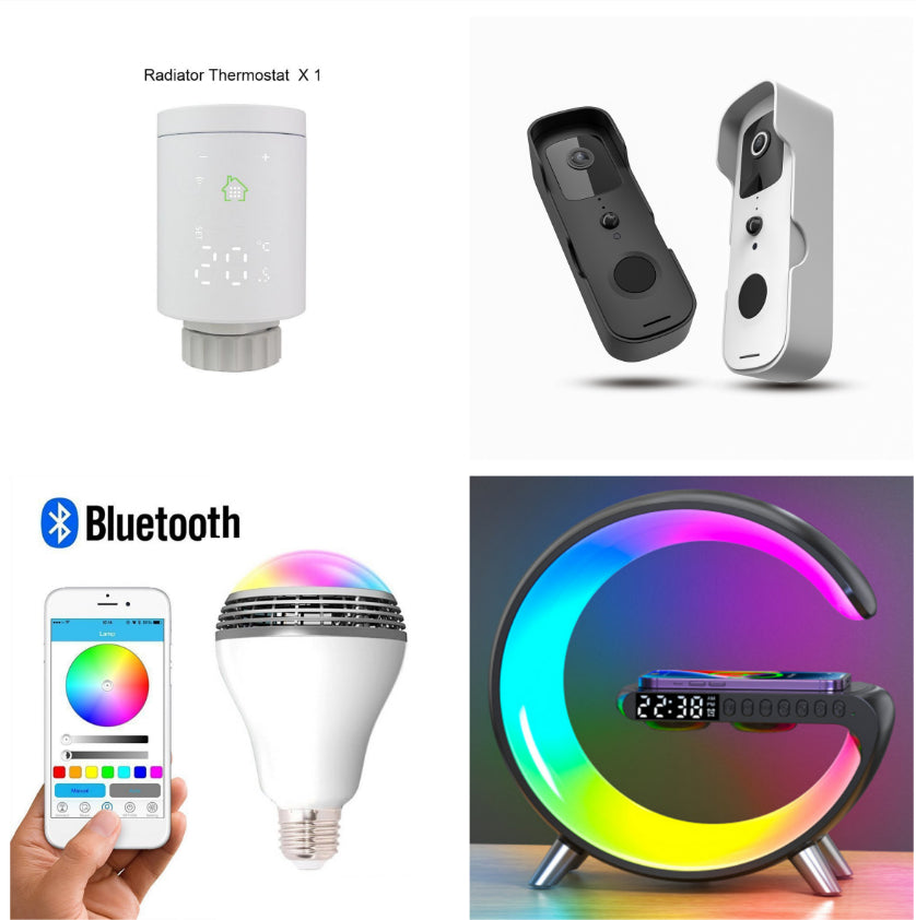 G-Shape Smart LED Lamp with Bluetooth Speaker, Wireless Charger & App Control
