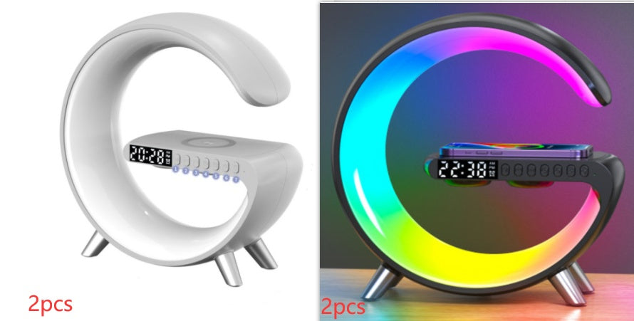 G-Shape Smart LED Lamp with Bluetooth Speaker, Wireless Charger & App Control